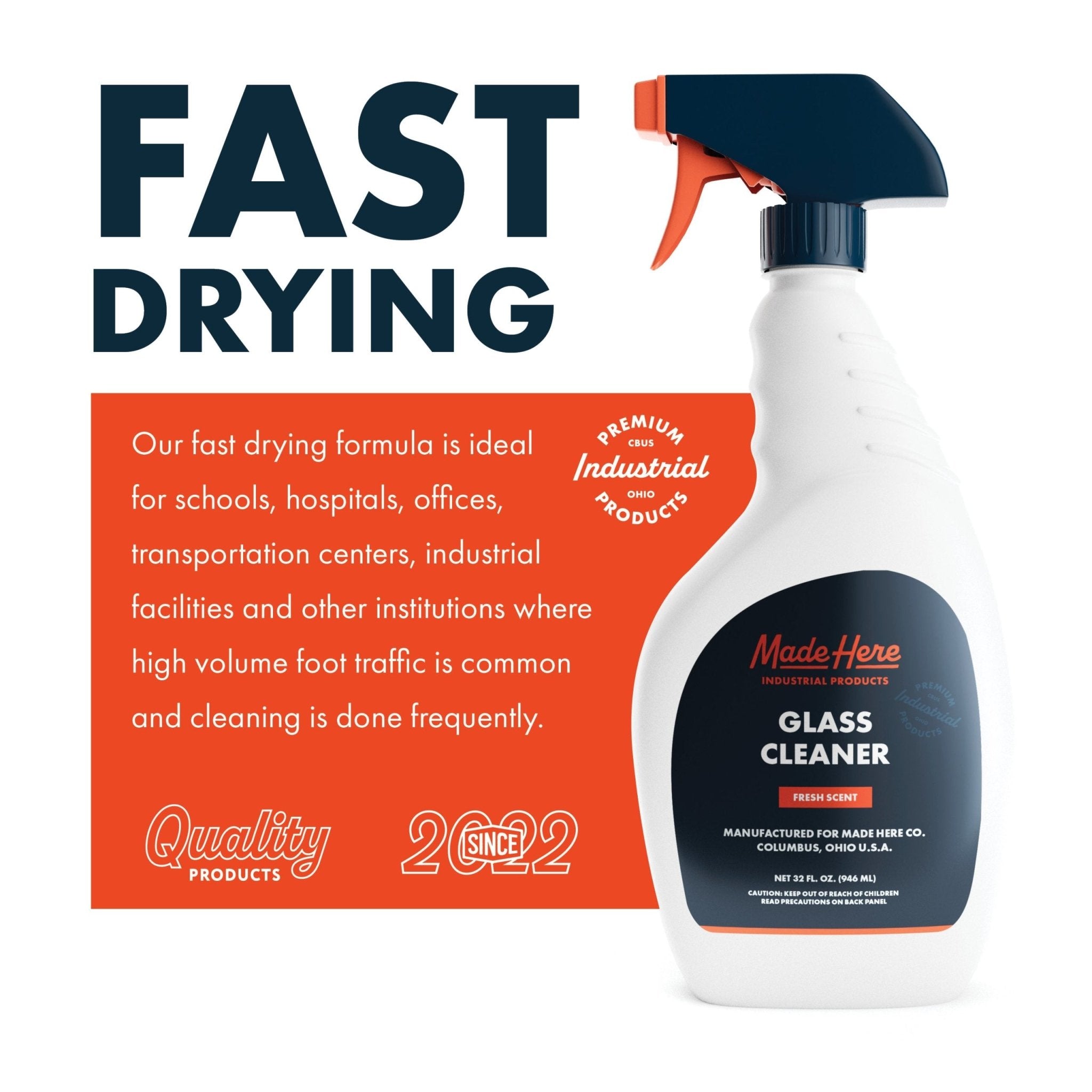 Ultra Concentrated Glass Cleaner - (32oz) - Made Here Industrial Products